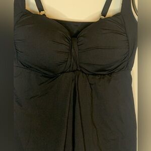 Maurices Women’s Black Tankini Top, Gold  Tone Adjustable Straps, Spandex, EUC